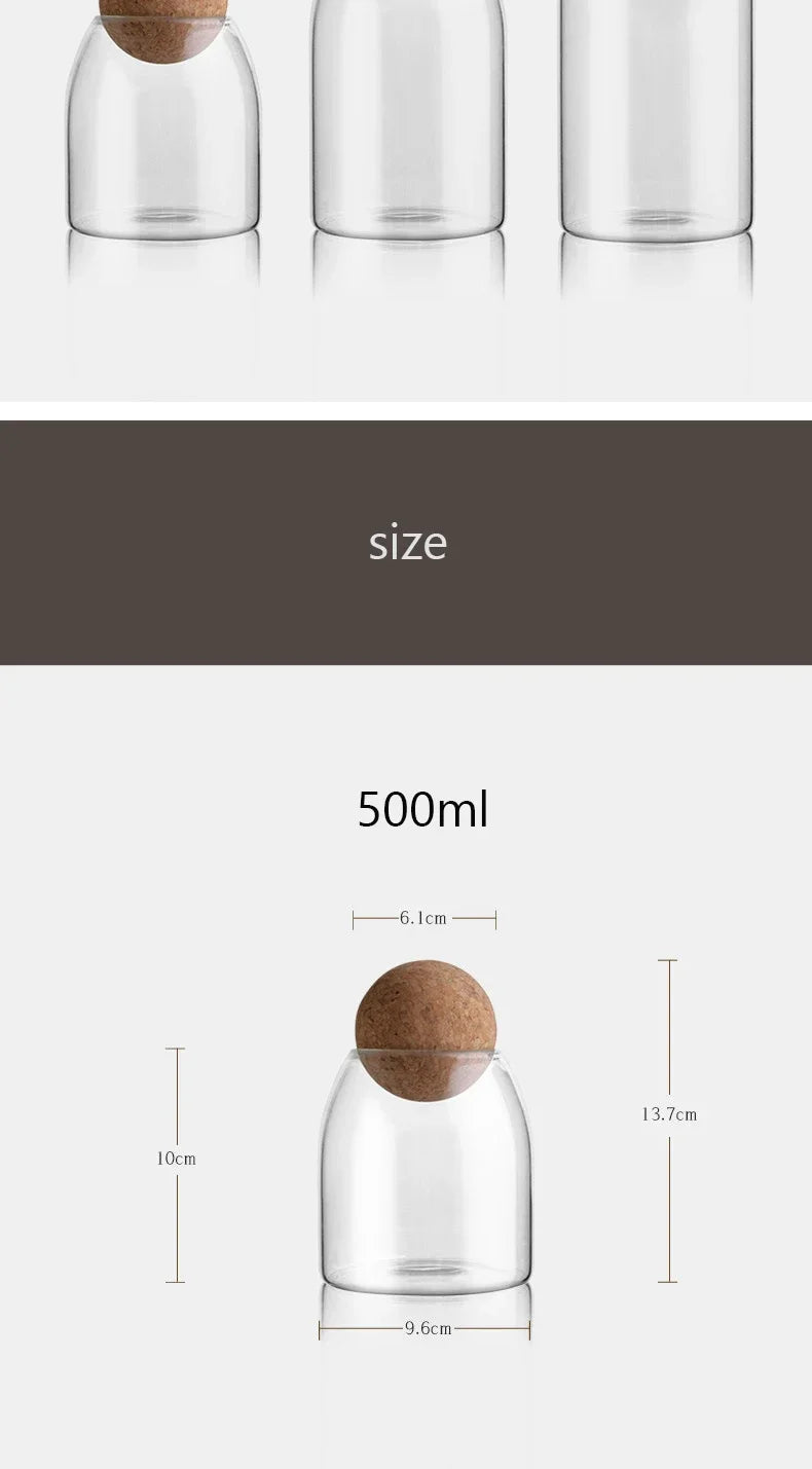 Clear Glass Storage Jar with Cork