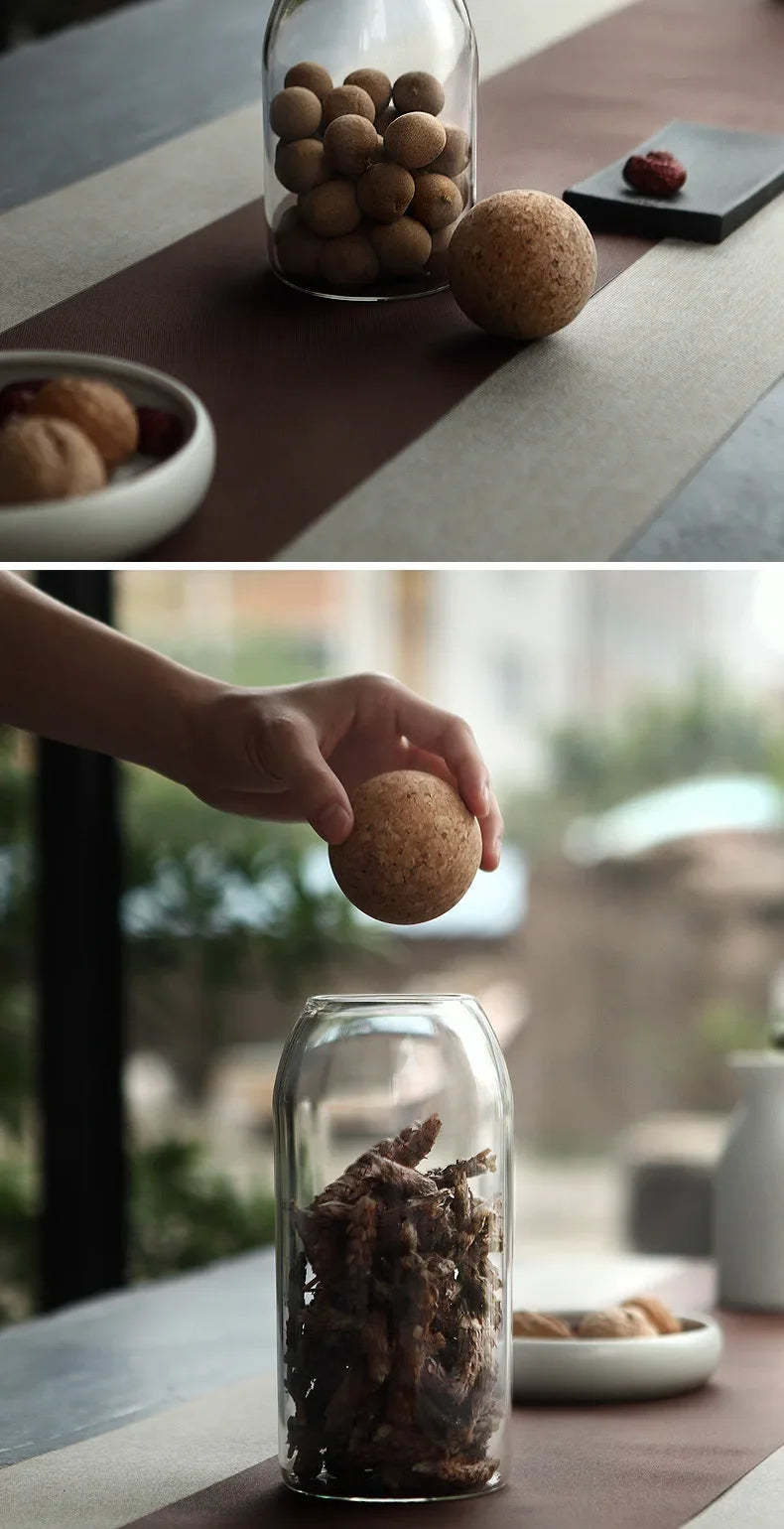 Clear Glass Storage Jar with Cork
