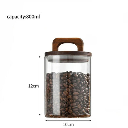 Clear Glass Jar with Bamboo Lid Sealed Canister